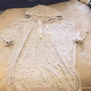 White shirt short sleeve with a hood